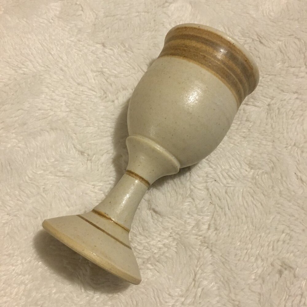 Signed AM Vintage Studio Pottery Ceramic Goblet Earthy Chalice